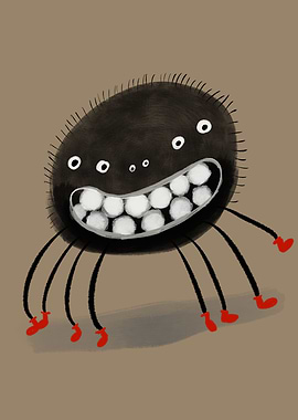 A smiling spider monster
