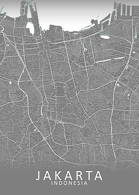 Jakarta Grey City Map