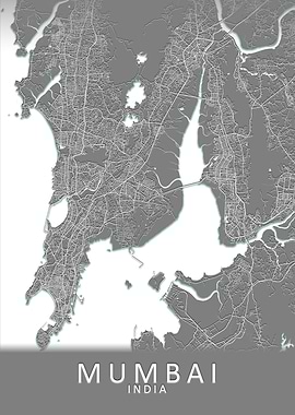 Mumbai Grey City Map