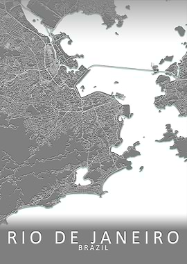 Rio de Janeiro Grey Map