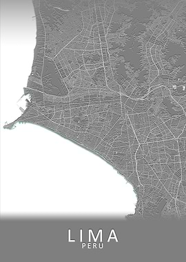 Lima Grey City Map