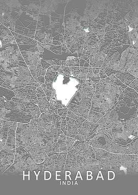 Hyderabad Grey City Map