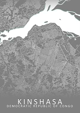 Kinshasa Grey City Map