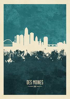 Des Moines Iowa Skyline
