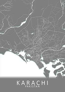 Karachi Grey City Map