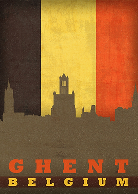 Ghent City Skyline Flag