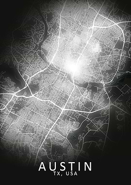 Austin LED Glow City Map