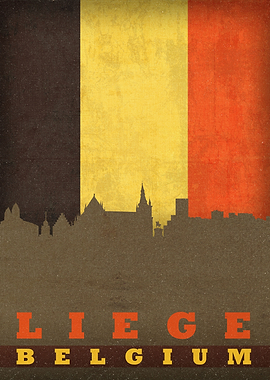 Liege City Skyline on Flag