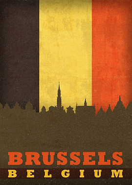 Brussels City Skyline Flag