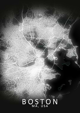 Boston LED Glow City Map