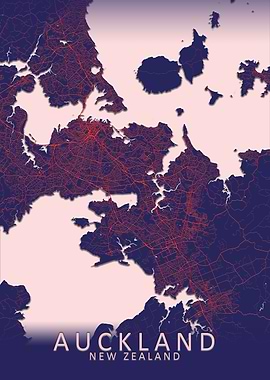 Auckland Blue City Map