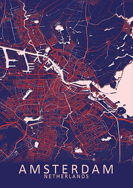 Amsterdam Blue City Map