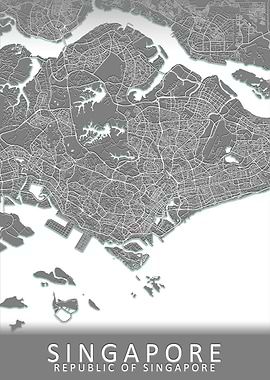 Singapore Grey City Map