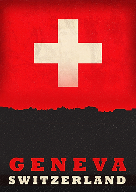 Geneva City Skyline Flag