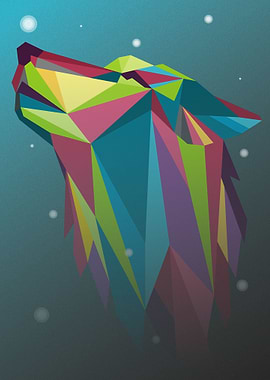 Wolf in lowpoly popArt