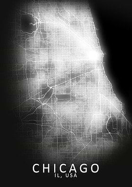 Chicago LED Glow City Map