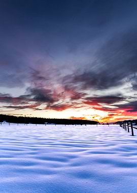 Sky of fire and snow land