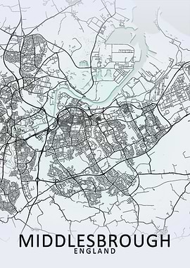 Middlesbrough White Map