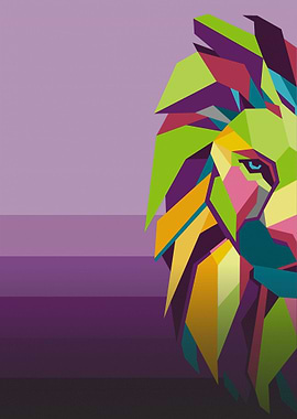 Lion in lowpoly popArt