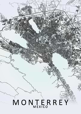 Monterrey White City Map