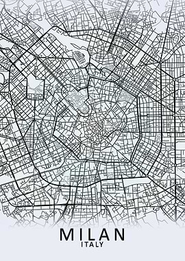 Milan White City Map