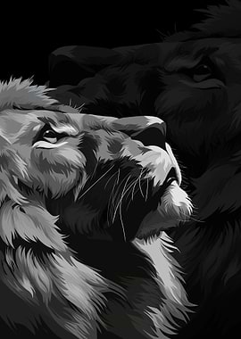 Alone lion monochrome