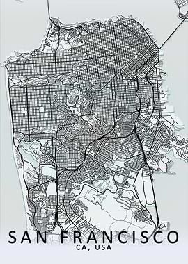 San Francisco White Map