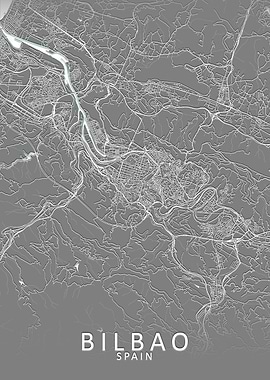 Bilbao Grey City Map