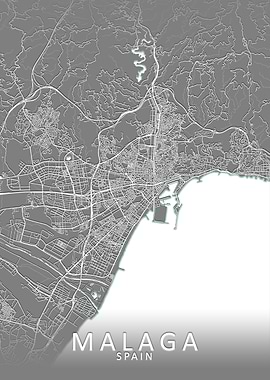 Malaga Grey City Map