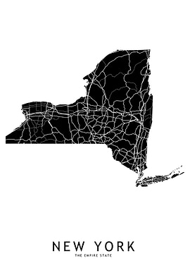 New York Black Map