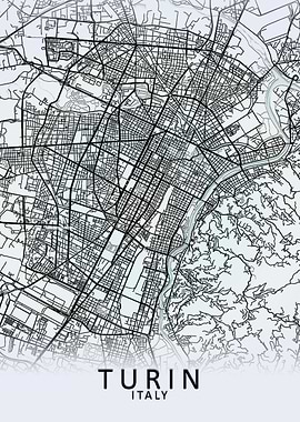 Turin White City Map