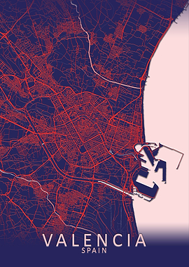 Valencia Blue City Map