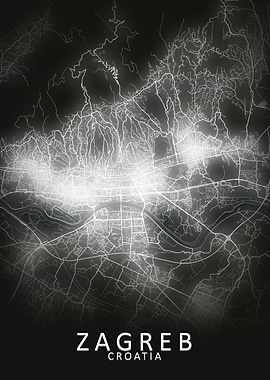Zagreb LED Glow City Map