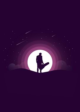 Moon Landscape Guitar Red