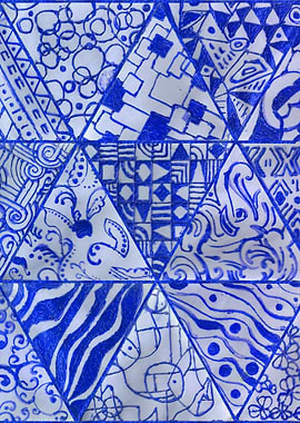 Abstract Blue Figures