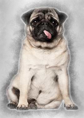 Pug 4 years old sitting ag