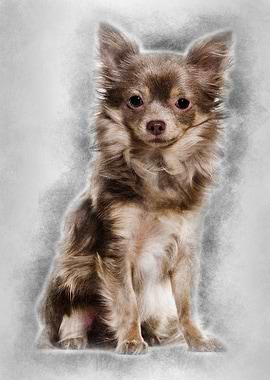 Mixed breed dog sitting ag