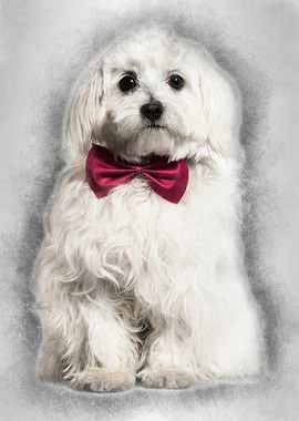 Maltese in bow tie against