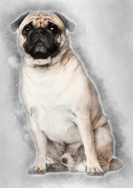 Pug 3 years old sitting ag