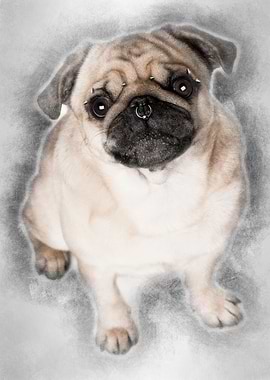 Portrait of pug with nose
