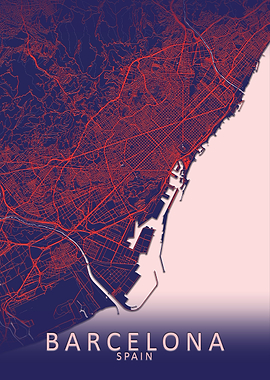 Barcelona Blue City Map