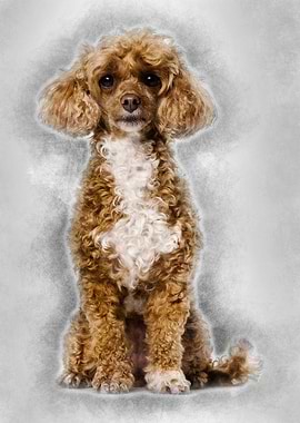 Poodle dog sitting and loo