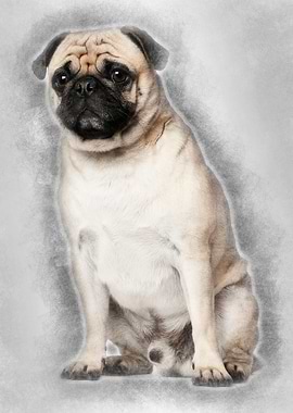 Pug 3 years old sitting ag