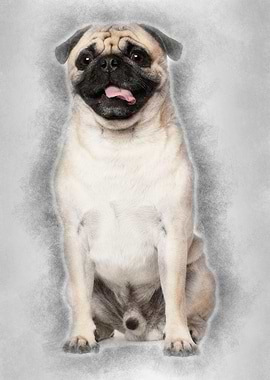 Pug 3 years old sitting ag