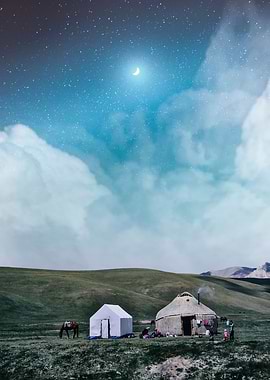 Camping under the moon