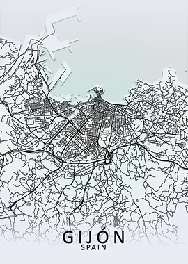 Gijon White City Map