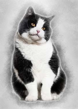 Mixed breed cat sitting ag