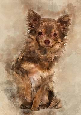 Mixed breed dog sitting ag