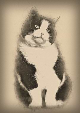 Mixed breed cat sitting ag