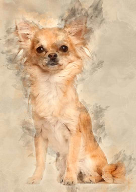 Chihuahua sitting against